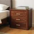 Homeroots 18 Brown Solid Wood Three Drawer Nightstand