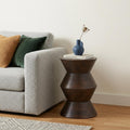 Homeroots 18 Dark Brown Solid Wood Round Block End Table 12.00 In. X 17.50 In. X 12.00 In.