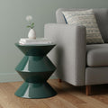 Homeroots 18 Green Wood Round Top Geo Pedestal End Table 14.00 In. X 18.00 In. X 14.00 In.