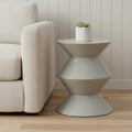 Homeroots 18 Light Gray Wood Round Top Geo Pedestal End Table 14.00 In. X 18.00 In. X 14.00 In.