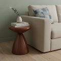 Homeroots 18 Walnut Steel Cinched High Waist Round Pedestal End Table 15.00 In. X 18.00 In. X 15.00 In.