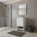 Homeroots 18 White Wood Freestanding Single Door Bathroom Vanity With Sink 17.70 In. X 33.50 In. X 17.70 In.