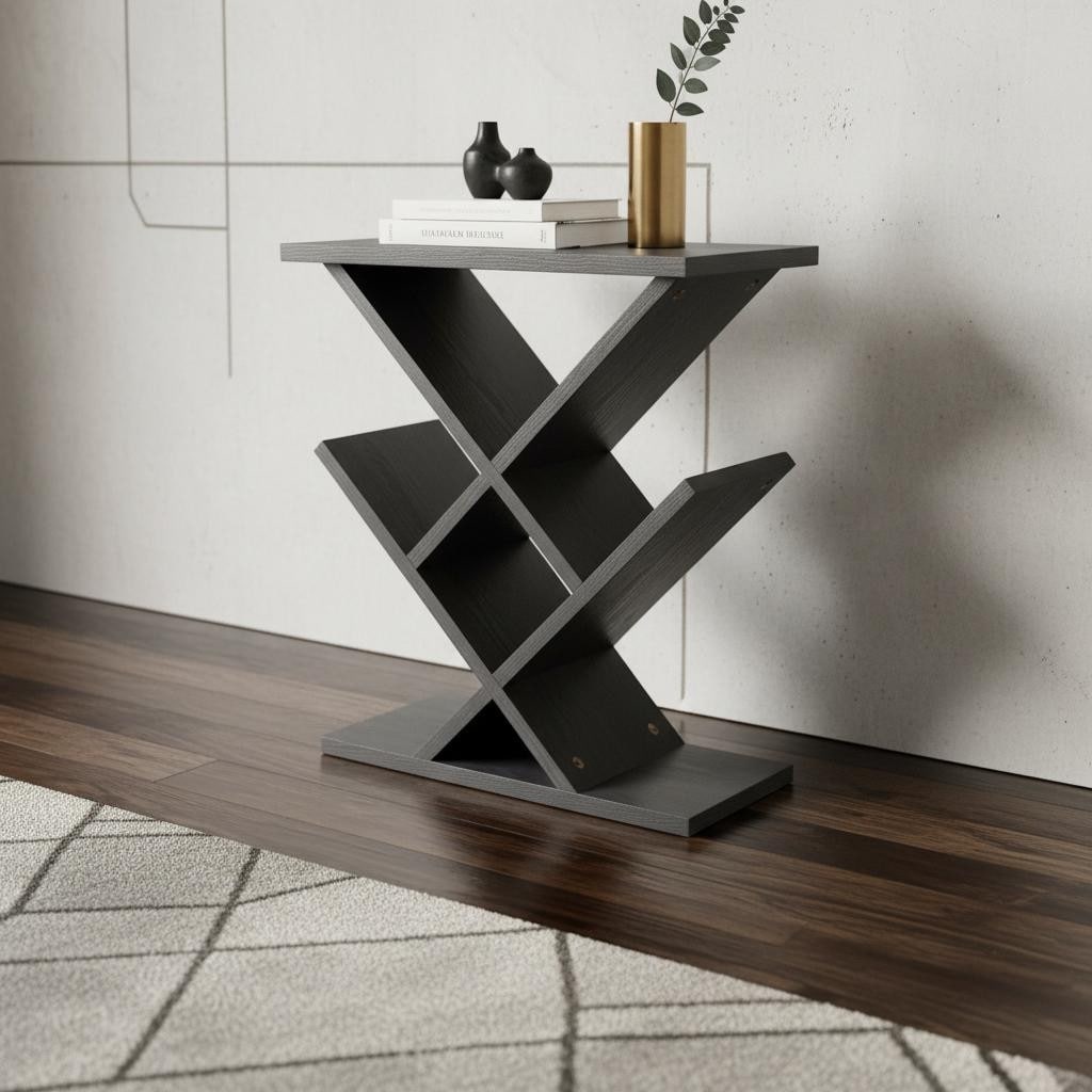 Homeroots 19 Black Solid Wood Pedestal Console Table 19.00 In. X 21.50 In. X 12.00 In.