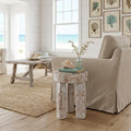 Homeroots 19 White Distressed Solid Wood Round End Table 13.00 In. X 19.00 In. X 13.00 In.
