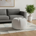 Homeroots 19 White Tufted Boucle Round Ottoman