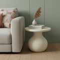 Homeroots 20 Beige Fiber Glass Round Curvaceous Pedestal End Table 23.00 In. X 20.00 In. X 23.00 In.