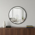 Homeroots 20 Black Aluminum Round Framed Accent Mirror 20.00 In. X 20.00 In. X 0.70 In.