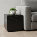 Homeroots 20 Black Marble Square Block End Table 20.00 In. X 20.00 In. X 20.00 In.