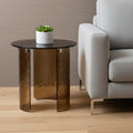 Homeroots 20 Bronze Glass Round End Table 20.00 In. X 20.00 In. X 20.00 In.