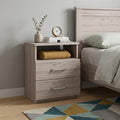 Homeroots 20 Gray Two Drawer Faux Wood Nightstand