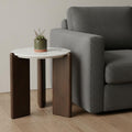 Homeroots 20 White And Brown Marble And Solid Wood End Table 21.00 In. X 20.00 In. X 21.00 In.
