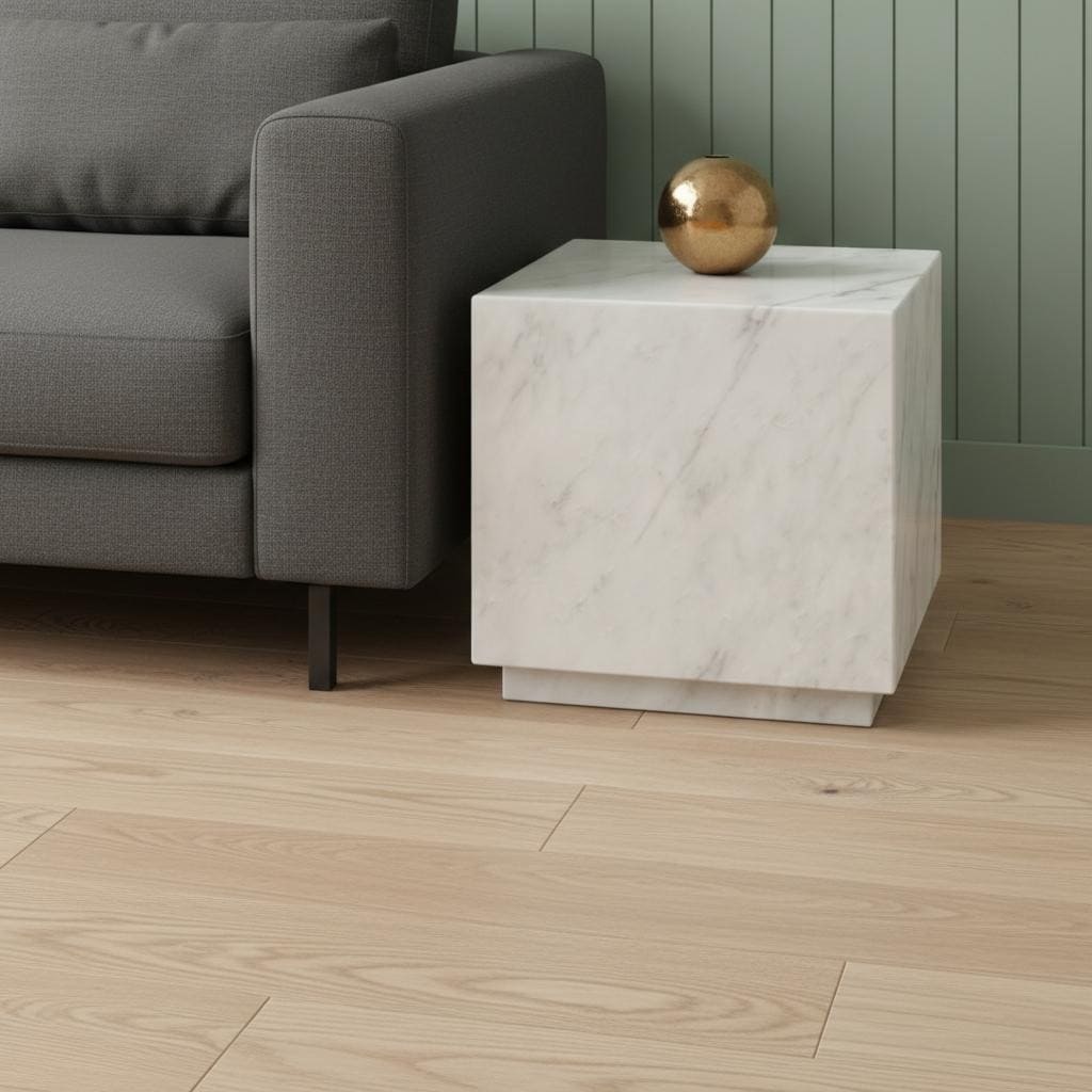 Homeroots 20 White Marble Square Block End Table 20.00 In. X 20.00 In. X 20.00 In.