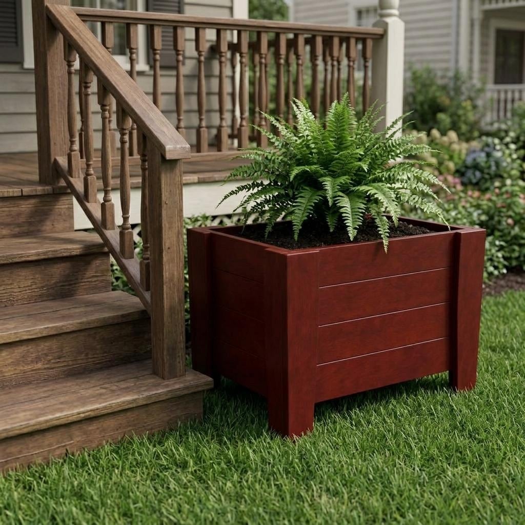 Homeroots 20 X 18 Mahogany Heavy Duty Plastic Square Planter Box