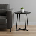 Homeroots 21.66 X 21.66 X 22.05 Round Side Table In Black Ash Wood And Black 21.66 In. X 22.05 In. X 21.66 In.