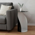 Homeroots 21 Black And White Steel Round Pedestal End Table 11.00 In. X 21.00 In. X 11.00 In.