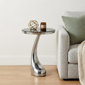 Homeroots 21 Silver And Black Aluminum And Granite Round Abstract End Table 14.75 In. X 21.00 In. X 14.75 In.