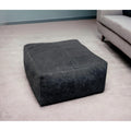 Homeroots 22 Black Distressed Leather Pouf Ottoman