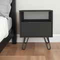 Homeroots 22 Black Wood One Drawer Nightstand