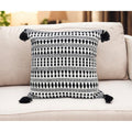 Homeroots 22 Black And White Southwestern Cotton Blend Throw Pillow With Tassels