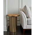 Homeroots 22 Brown Steel Round Pedestal End Table 18.00 In. X 22.00 In. X 18.00 In.