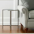 Homeroots 22 Clear And Silver Glass And Distressed Steel Round End Table 21.00 In. X 22.00 In. X 21.00 In.