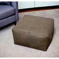 Homeroots 22 Gray Brown Distressed Leather Pouf Ottoman