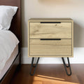 Homeroots 22 Oak Wood Two Drawer Nightstand
