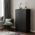 Homeroots 23 Black Fabric Wood And Steel Five Drawer Lingerie Chest