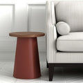 Homeroots 23 Brown Wood And Faux Leather Round Pedestal End Table 19.00 In. X 22.60 In. X 19.00 In.
