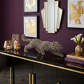 Homeroots 23 Silver And Clear Iron And Faux Crystal Panther Tabletop Sculpture 23.00 In. X 8.25 In. X 4.00 In.
