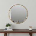 Homeroots 24 Antiqued Brass Iron Round Framed Accent Mirror 24.00 In. X 24.00 In. X 1.25 In.