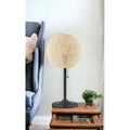 Homeroots 24 Antiqued Bronze Metal Candlestick Table Lamp With Off White Globe Shade 12.00 In. X 24.00 In. X 12.00 In.