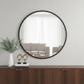 Homeroots 24 Black Aluminum Round Framed Accent Mirror 23.90 In. X 23.90 In. X 0.70 In.