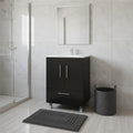 Homeroots 24 Black Wood Freestanding Bathroom Vanity With White Sink 23.62 In. X 33.46 In. X 17.71 In.