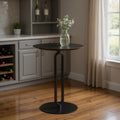 Homeroots 24 Black Wood And Steel Rounded Bar Table 24.00 In. X 35.40 In. X 24.00 In.