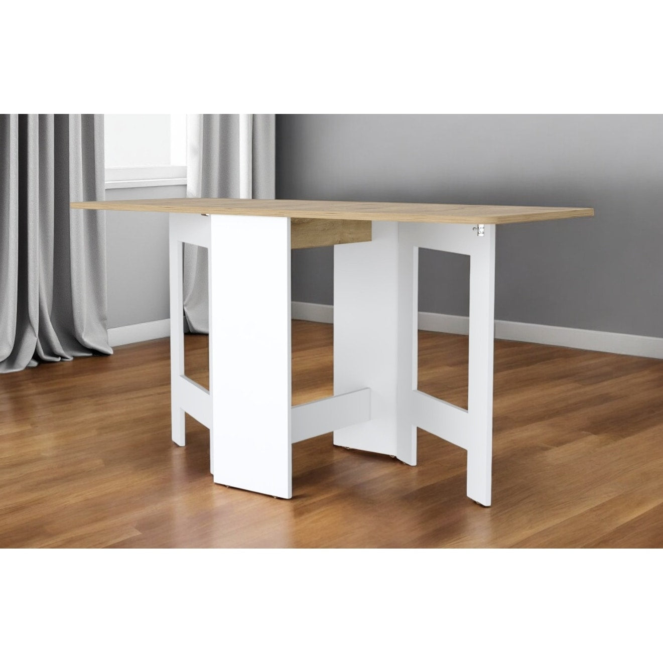 Homeroots 24 Brown And White Folding Sled Base Dining Table 23.62 In. X 30.94 In. X 12.32 In.