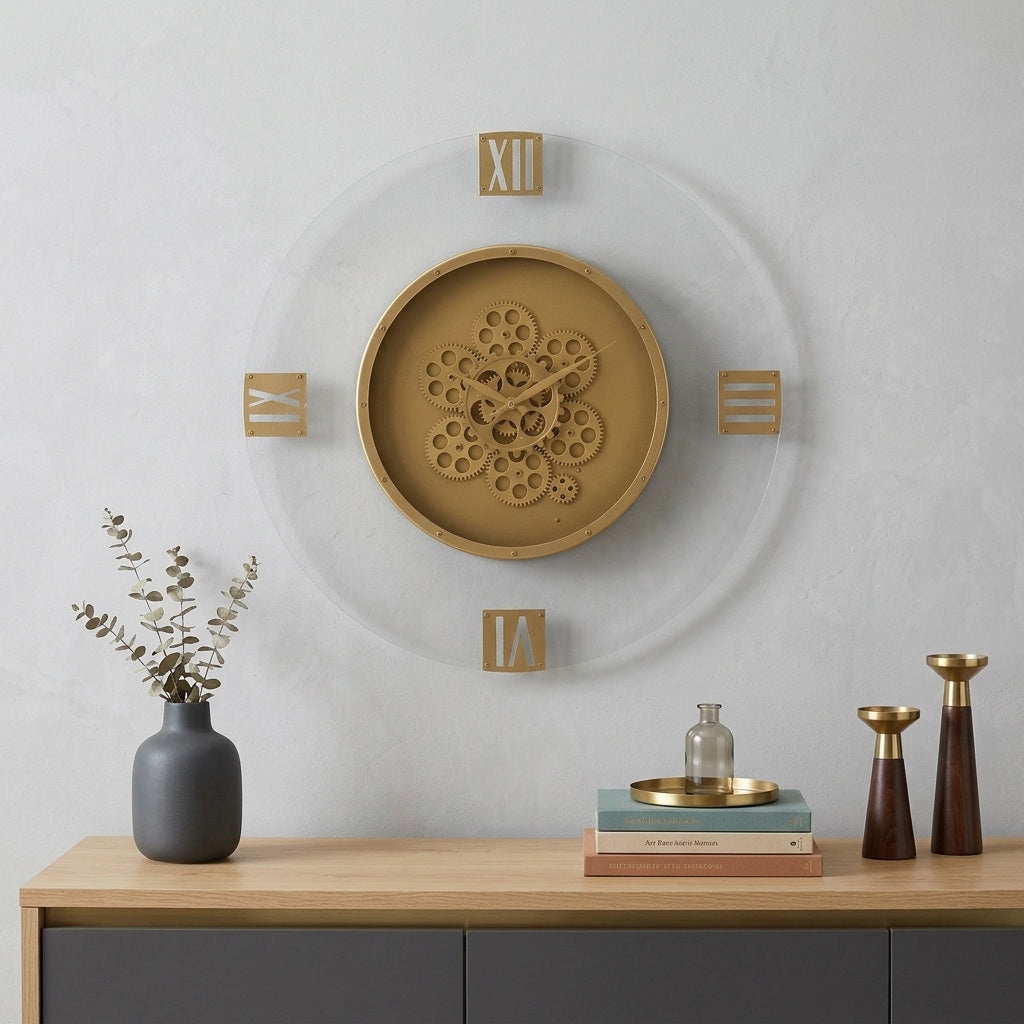 Homeroots 24 Circle Gold Acrylic Analog Wall Clock 23.60 In. X 23.60 In. X 3.10 In.