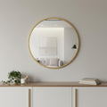 Homeroots 24 Gold Aluminum Round Framed Accent Mirror 23.90 In. X 23.90 In. X 0.70 In.