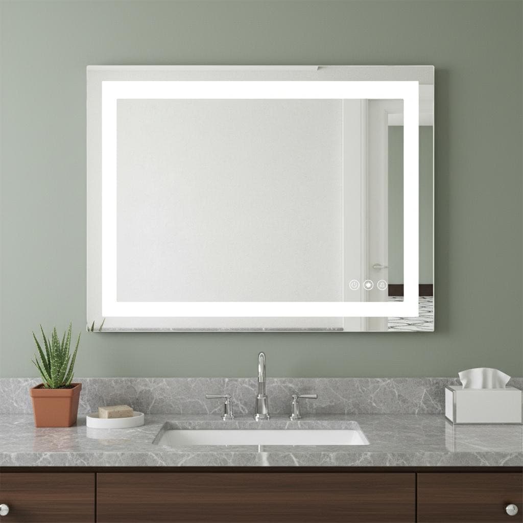 Homeroots 24 Lighted Frameless Anti Fog Bathroom Vanity Mirror 35.30 In. X 23.50 In. X 1.20 In.