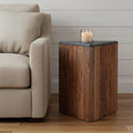 Homeroots 24 Natural And Charcoal Reclaimed Wood And Stone Block End Table 19.70 In. X 23.60 In. X 19.70 In.