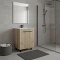 Homeroots 24 Oak Wood Freestanding Double Door Bathroom Vanity With White Sink 23.80 In. X 34.10 In. X 18.10 In.