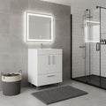 Homeroots 24 White Wood Freestanding Double Door Bathroom Vanity With Sink 23.62 In. X 33.46 In. X 17.71 In.