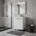 Homeroots 24 White Wood Freestanding Double Door Bathroom Vanity With Sink 23.80 In. X 34.10 In. X 18.10 In.