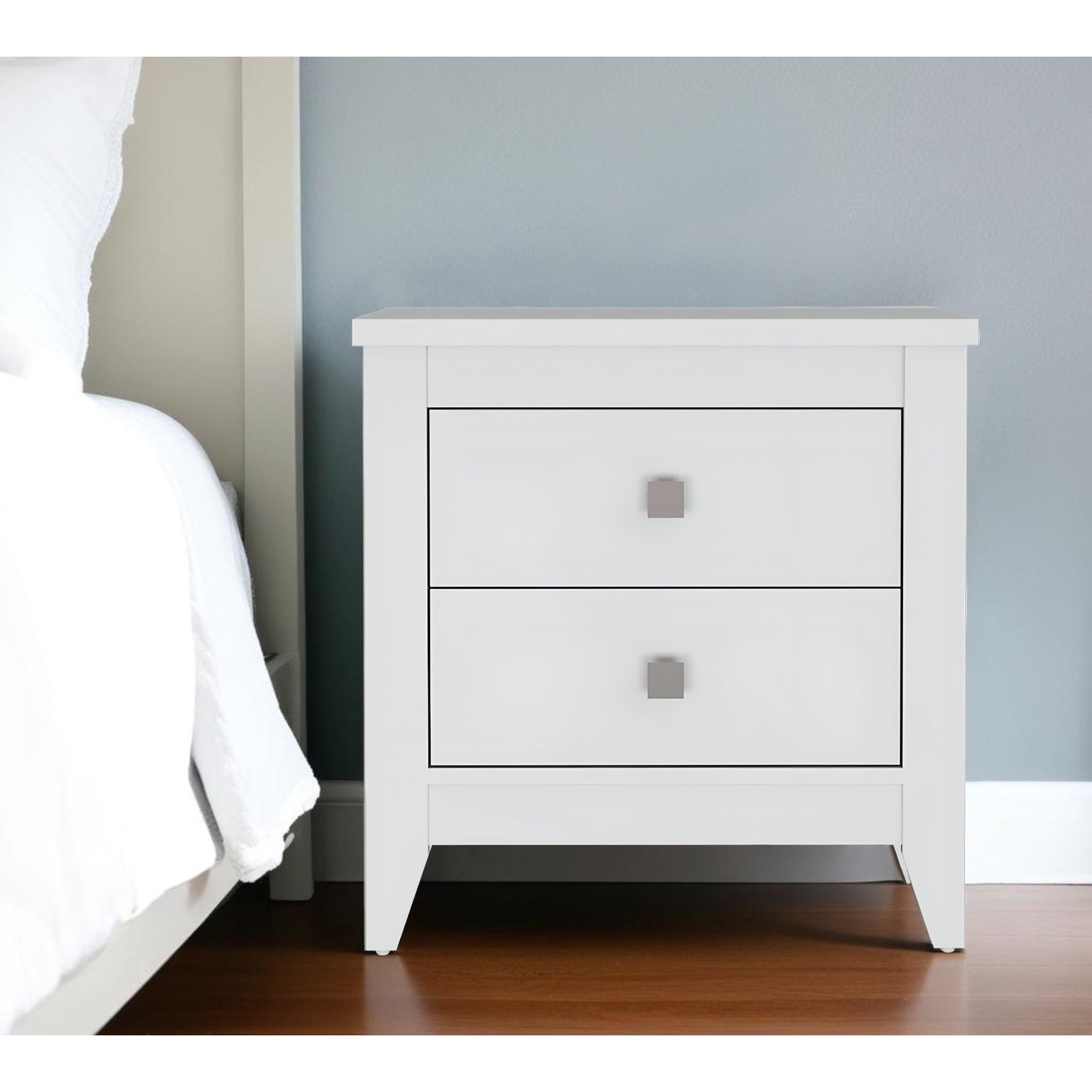 Homeroots 24 White Wood Two Drawer Nightstand