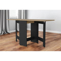 Homeroots 24 Wood Brown And Black Drop Leaf Trestle Base Dining Table 23.62 In. X 30.94 In. X 12.32 In.