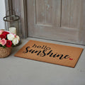 Homeroots 24 X 36 Brown And Black Hello Sunshine Outdoor Coir Door Mat 24.00 X 36.00