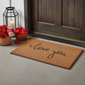 Homeroots 24 X 36 Brown Red And Black Love You Outdoor Coir Door Mat 24.00 X 36.00