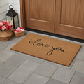 Homeroots 24 X 48 Brown Red And Black Love You Outdoor Coir Door Mat 24.00 X 48.00