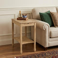 Homeroots 25 Beige Manufactured Wood Rectangular End Table With Shelf 12.00 In. X 25.00 In. X 18.00 In.