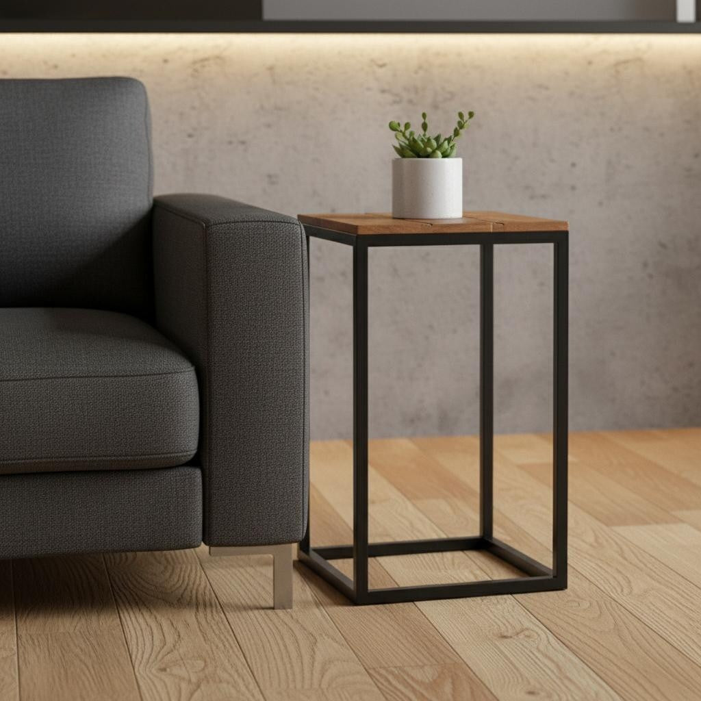 Homeroots 25 Black And Chestnut Solid Wood Rectangular End Table 10.00 In. X 25.30 In. X 16.00 In.